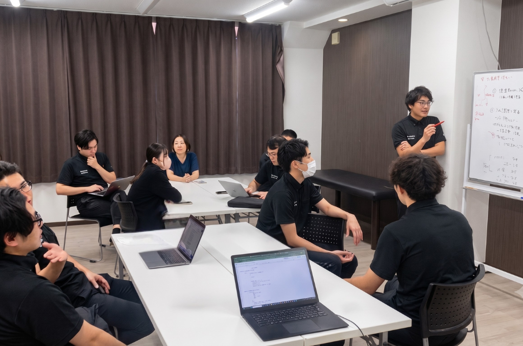 友広会の職員が研修で意見を交わしている様子